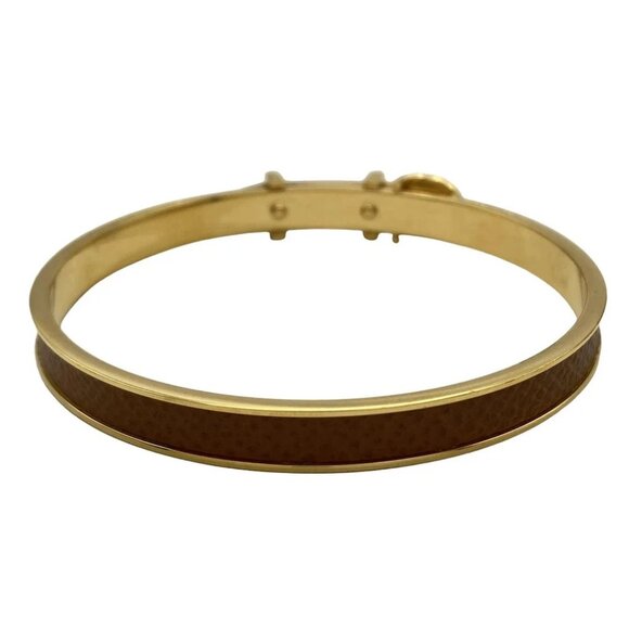 Auth HERMES Jumping - Gold Brown Hardware Veau Epsom None Bangle - Picture 3 of 4
